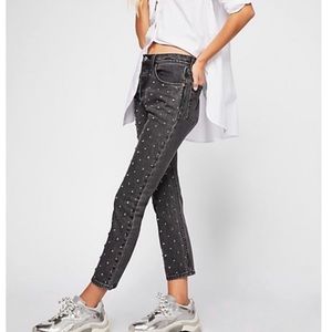 Levi's 501 straight leg crystal crop jean